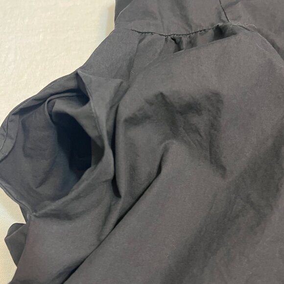 O.P.T. Black Cotton Puff Sleeve Midi Dress L Open Back Cottagecore Square Neck - Picture 3 of 9